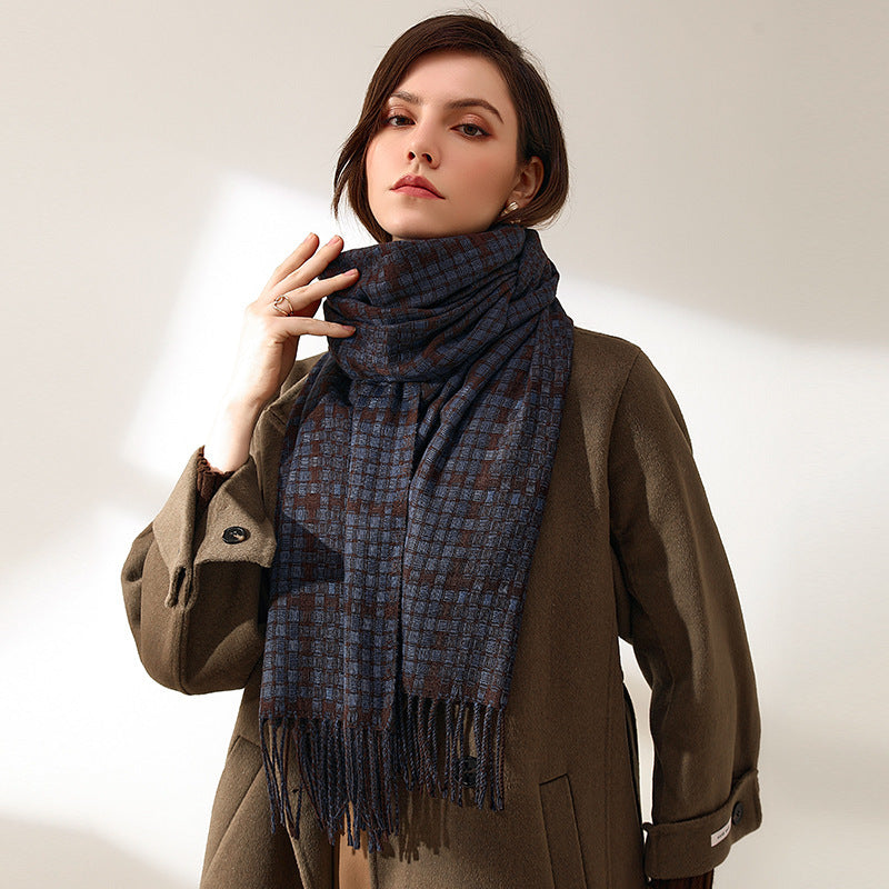 Women's New Thickened Warm Tassel Plaid Cashmere Scarves - Fashioinista