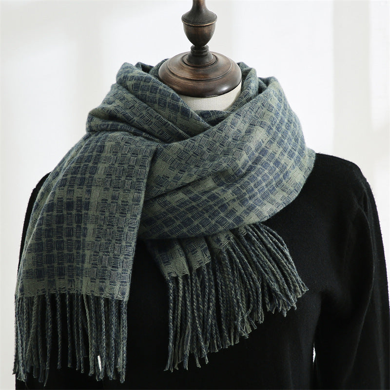 Women's New Thickened Warm Tassel Plaid Cashmere Scarves - Fashioinista