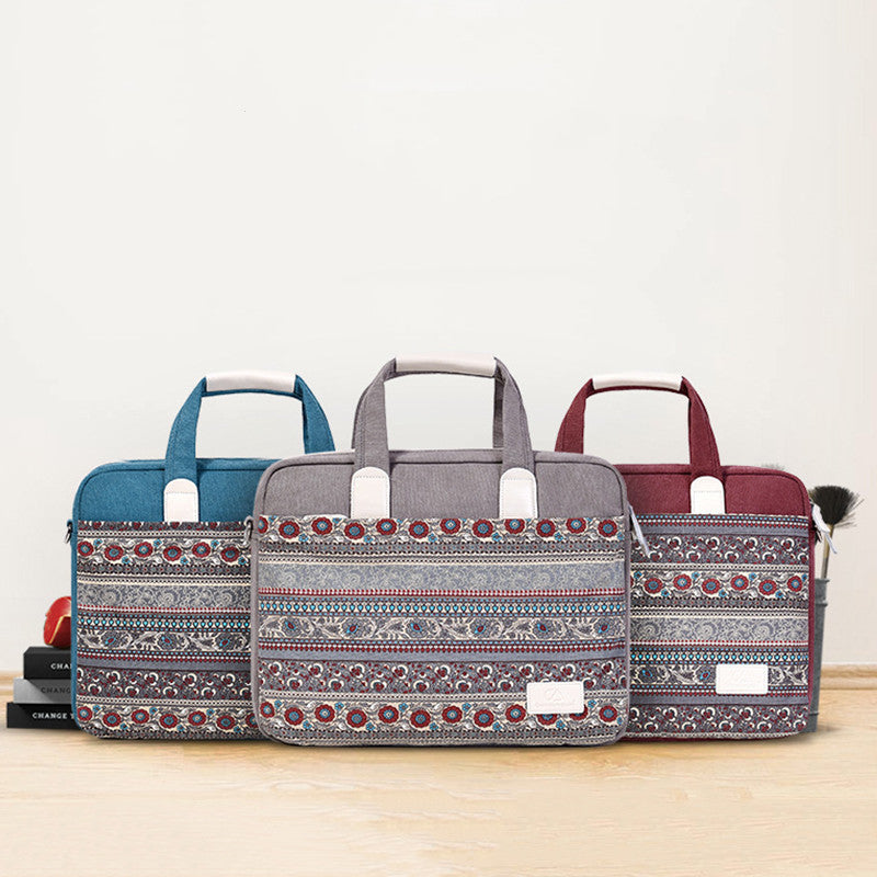 Ethnic Style Canvas Craft Anti-fall And Durable Laptop Bag - Fashioinista