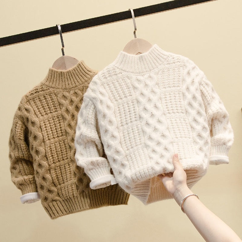 Boys' velvet sweater in green, white or yellow - view 4