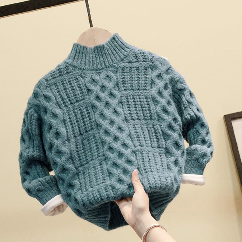 Boys' velvet sweater in green, white or yellow - view 5