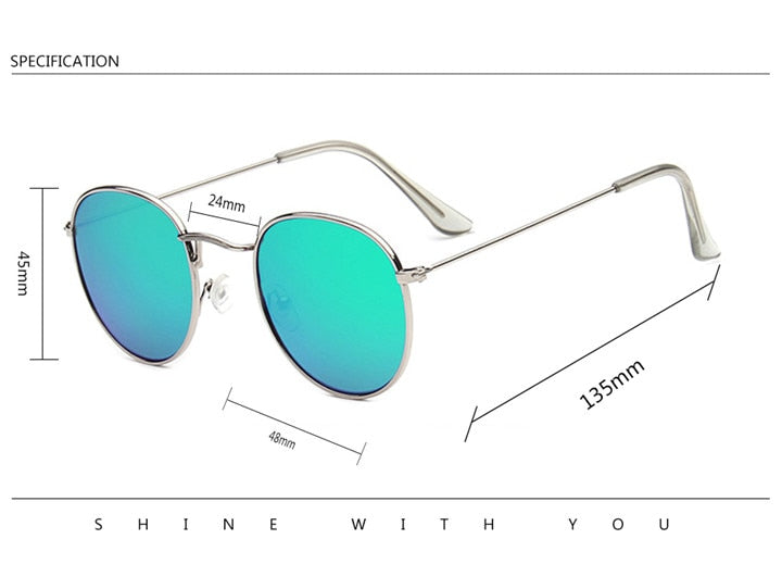 Elegant round sunglasses in gold and silver