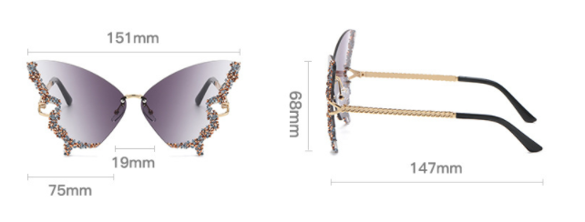 Diamond butterfly sunglasses for women