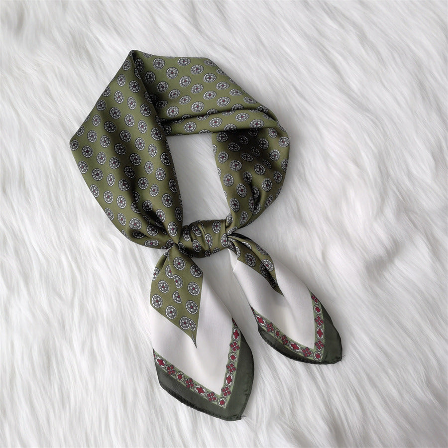 Square Imitated Silk Scarves Geometric Pattern - Fashioinista