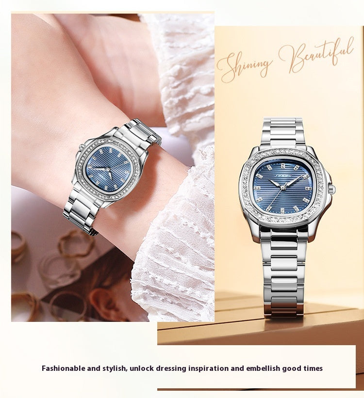 alloy strap women's watch