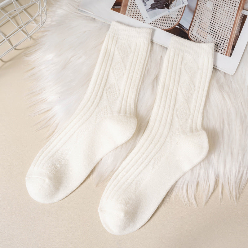 Double Needle Wool Warm Mid-calf Socks