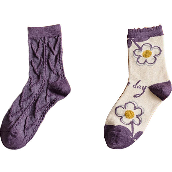 Purple Socks Women's Wool Cute College Style Warm