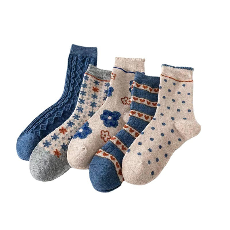 Socks Children's Autumn And Winter Thickened Wool Socks Love Flower Cashmere