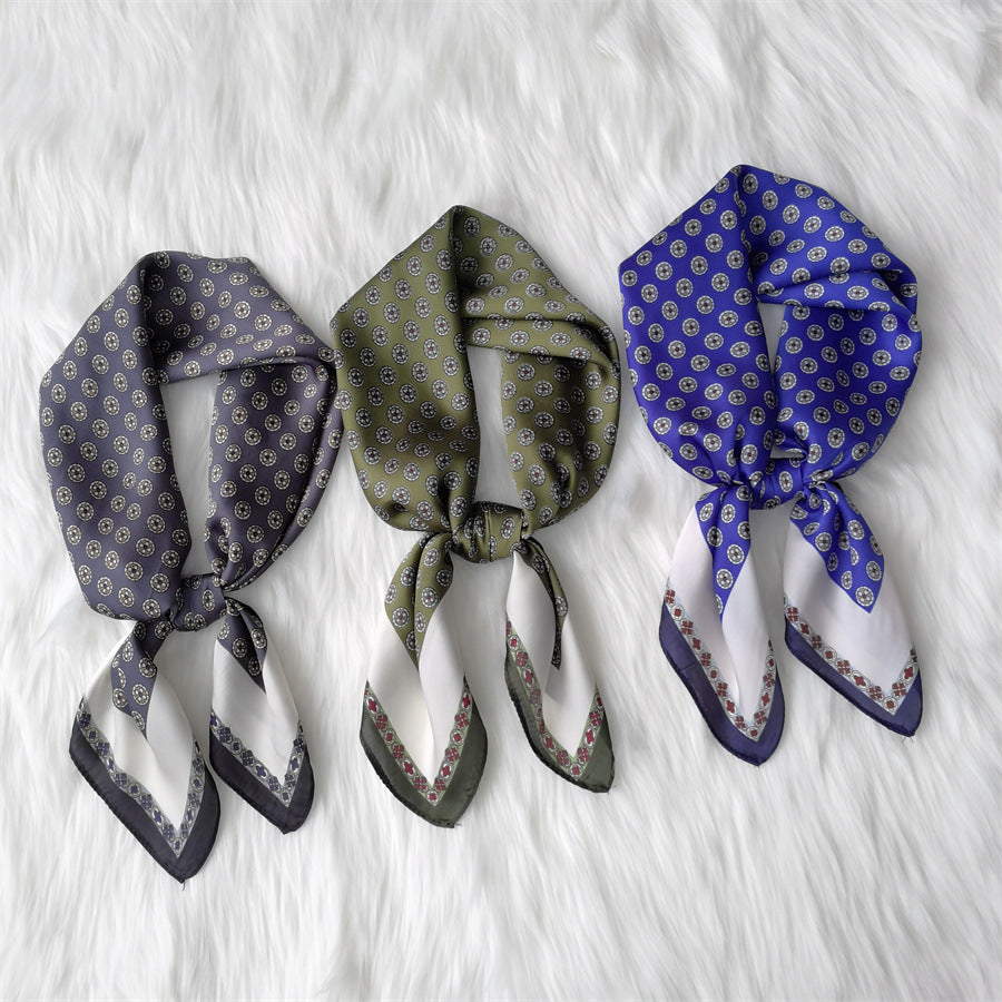 Square Imitated Silk Scarves Geometric Pattern - Fashioinista