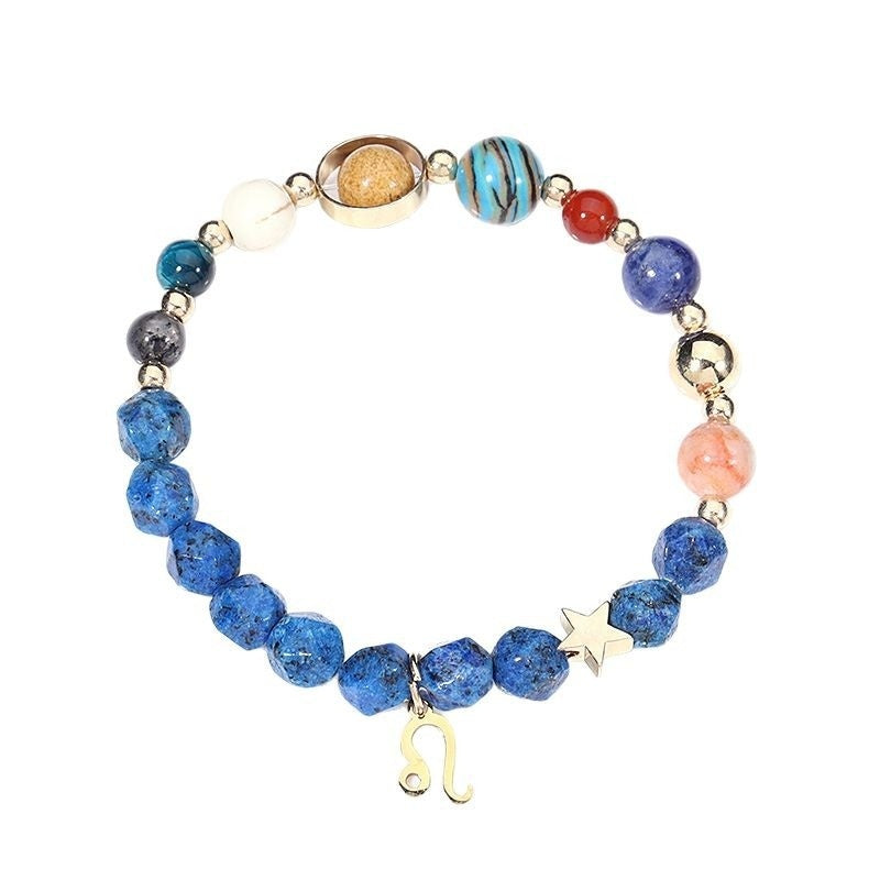 Twelve Constellations Bracelets Natural Stone Cut Surface Hemp Stone Eight Planets