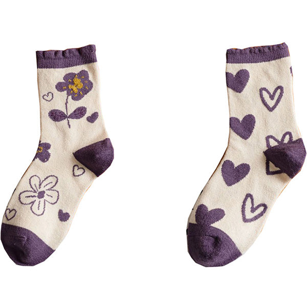 Purple Socks Women's Wool Cute College Style Warm