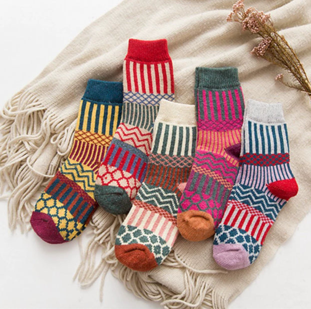 Autumn And Winter Double Needle Thickened Warm Ladies Rabbit Wool Socks