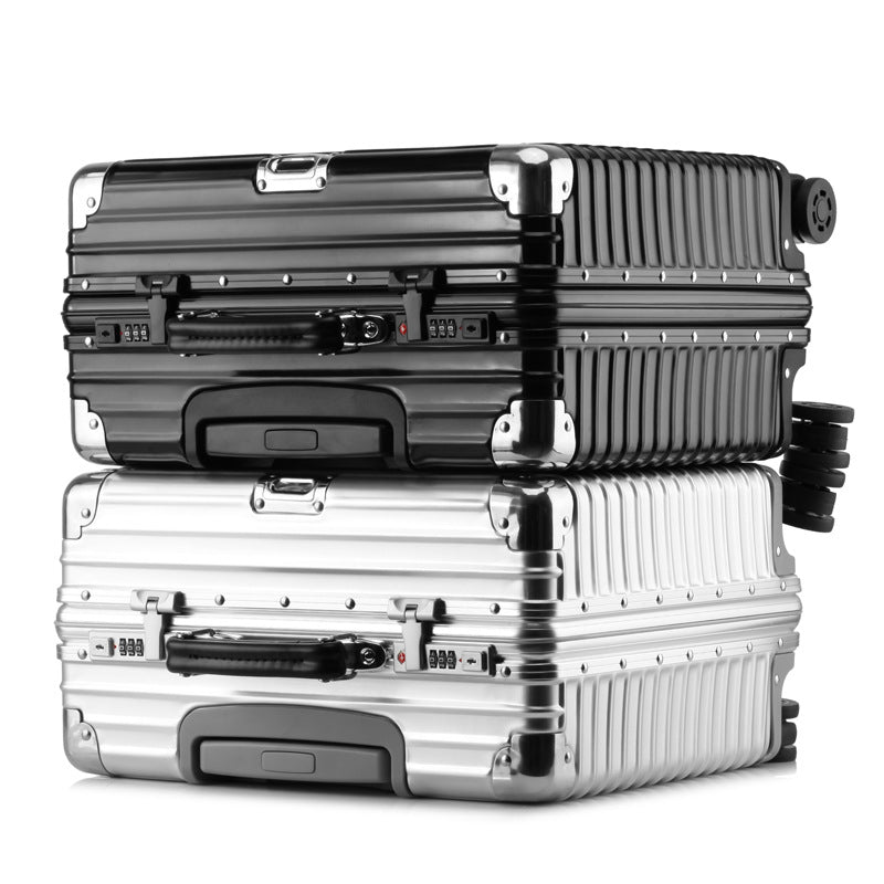 Waterproof aluminum frame rod password box 18 inch wear-resistant men's business travel universal wheel aluminum frame small box girl - Fashioinista