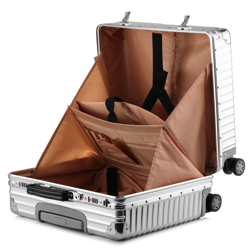 Waterproof aluminum frame rod password box 18 inch wear-resistant men's business travel universal wheel aluminum frame small box girl - Fashioinista