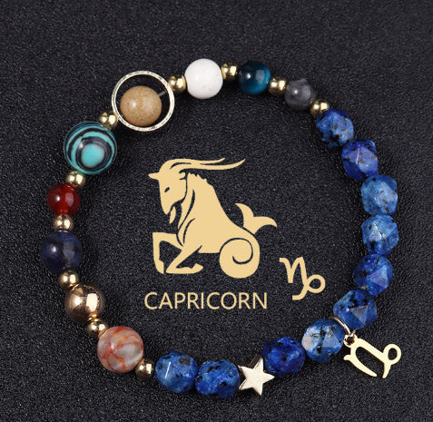 Twelve Constellations Bracelets Natural Stone Cut Surface Hemp Stone Eight Planets