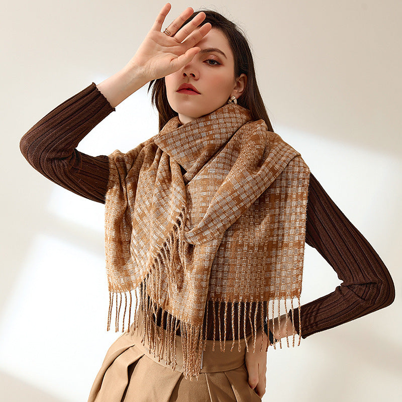 Women's New Thickened Warm Tassel Plaid Cashmere Scarves - Fashioinista