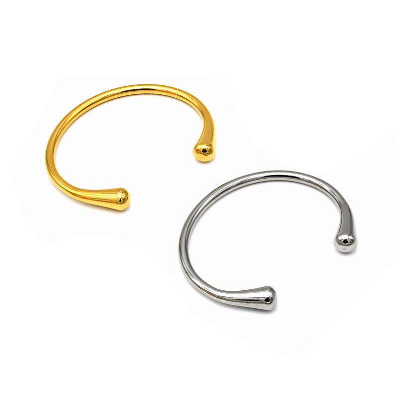 18K Gold Plated Simple Drop Shape Titanium Steel Bracelet