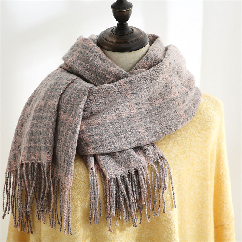Women's New Thickened Warm Tassel Plaid Cashmere Scarves - Fashioinista