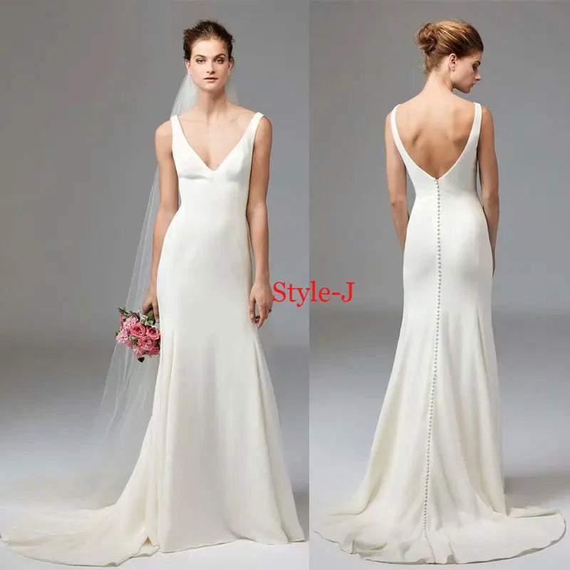 Autumn vestidos novias boda Wedding Dresses Satin Bridal Gowns sheer robe hochzeitskleid bestidos para bodas sexy ivory - Fashioinista