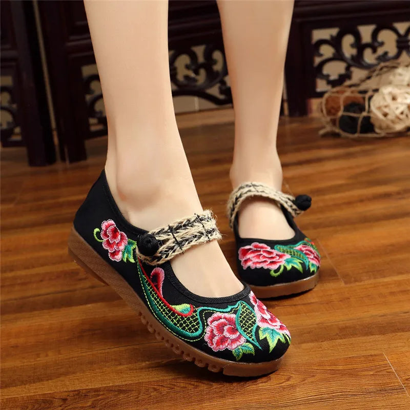 Embroidered Canvas Mary Janes - mary jane flats - view 4