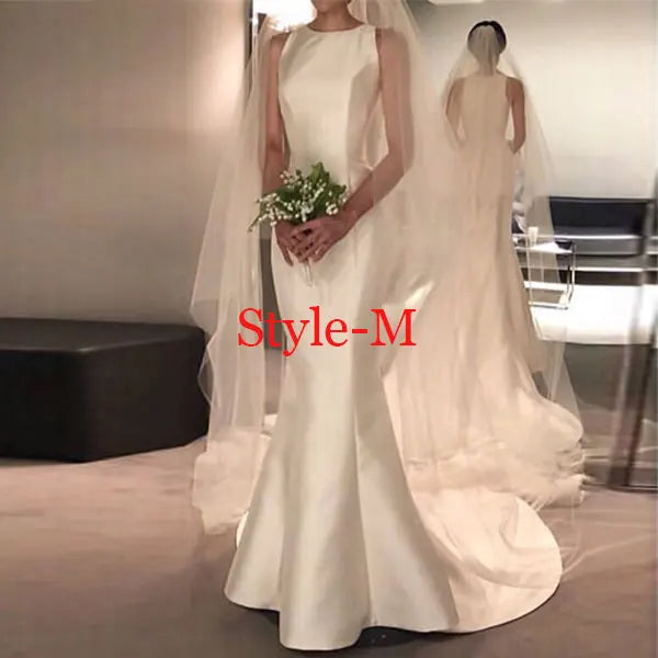 Autumn vestidos novias boda Wedding Dresses Satin Bridal Gowns sheer robe hochzeitskleid bestidos para bodas sexy ivory - Fashioinista