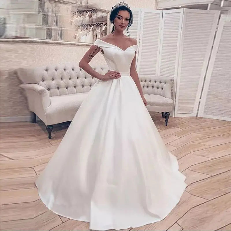 Autumn vestidos novias boda Wedding Dresses Satin Bridal Gowns sheer robe hochzeitskleid bestidos para bodas sexy ivory - Fashioinista