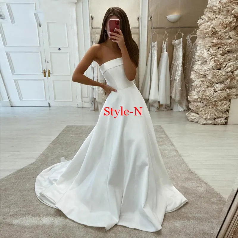 Autumn vestidos novias boda Wedding Dresses Satin Bridal Gowns sheer robe hochzeitskleid bestidos para bodas sexy ivory - Fashioinista
