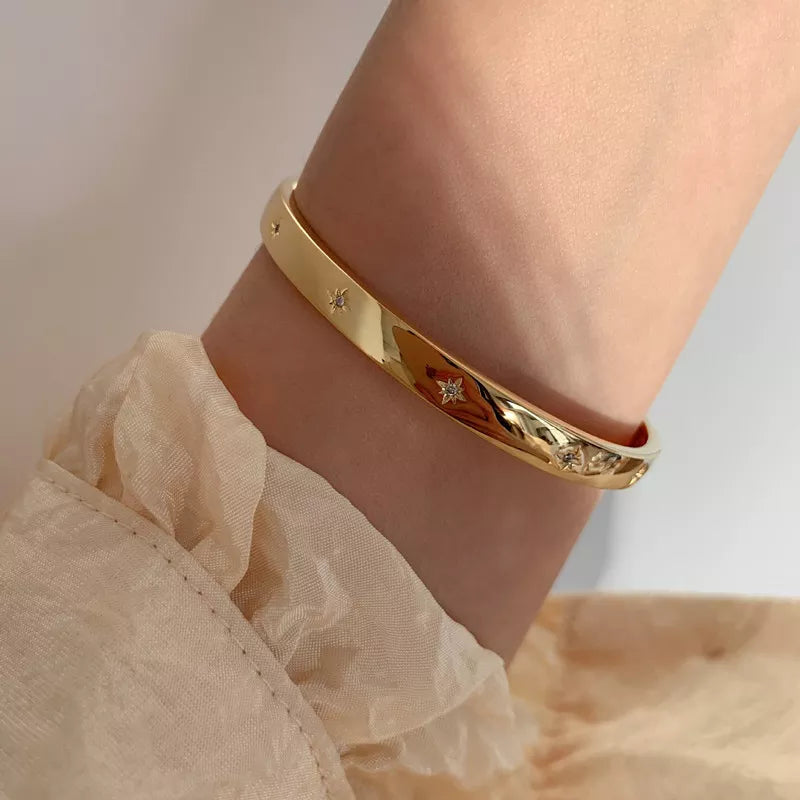 Exquisite Shiny Zircon Bangle for Women\'s Everyday Casual Bracelet Women\'s Fashion Ins Style Elegant Creative Party Jewelry - Fashioinista
