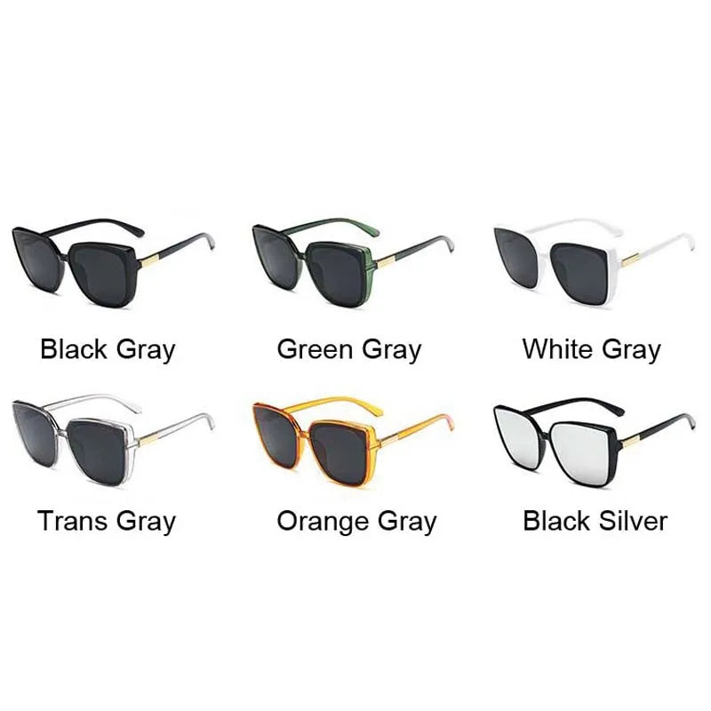 Brand Designer Cat Eye Sunglasses Woman Vintage Black Mirror Sun Glasses For Fashion Big Frame Cool Sexy Female Oculos - Fashioinista