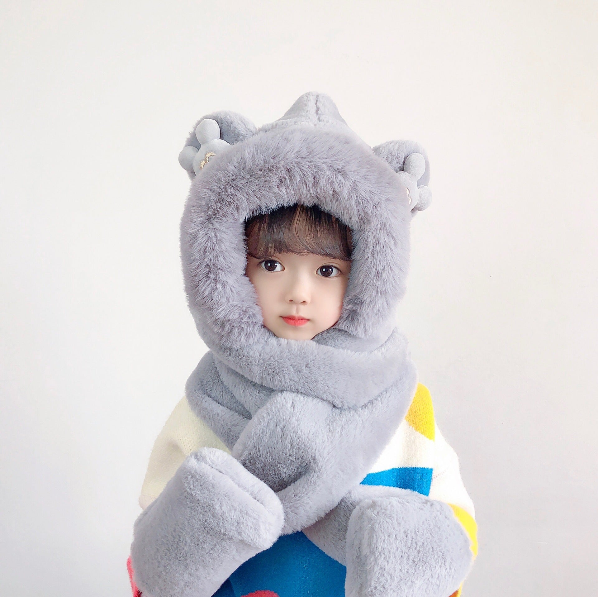 Children's Hat Scarf Gloves One-piece Hat - Fashioinista