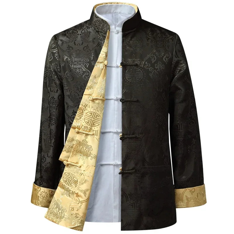 Chinese Dragon Tang Suit - tang suit jacket in green and yellow