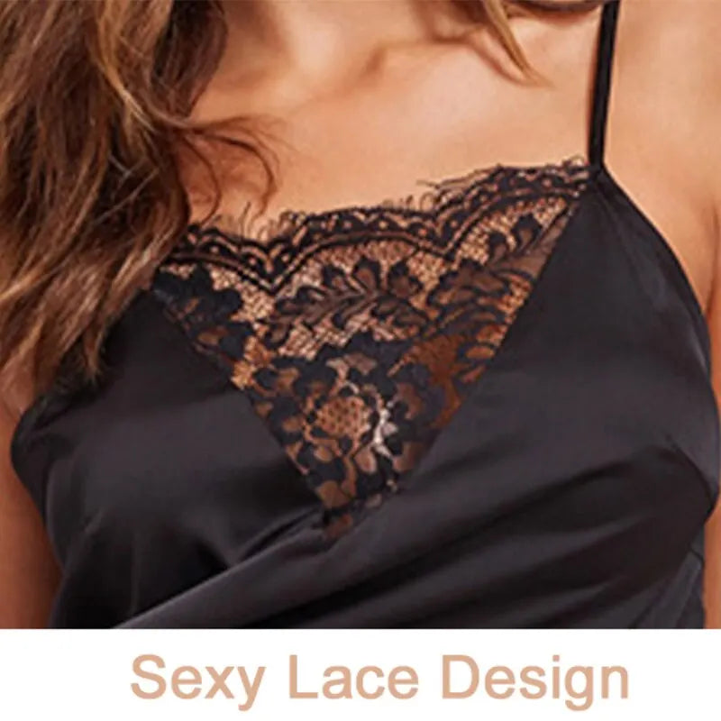 Lace Pajama Sets Women Pijama Mujer Strap Sleeveless Sexy Sleepwear Short Lingerie Set Female Night Wear - Fashioinista