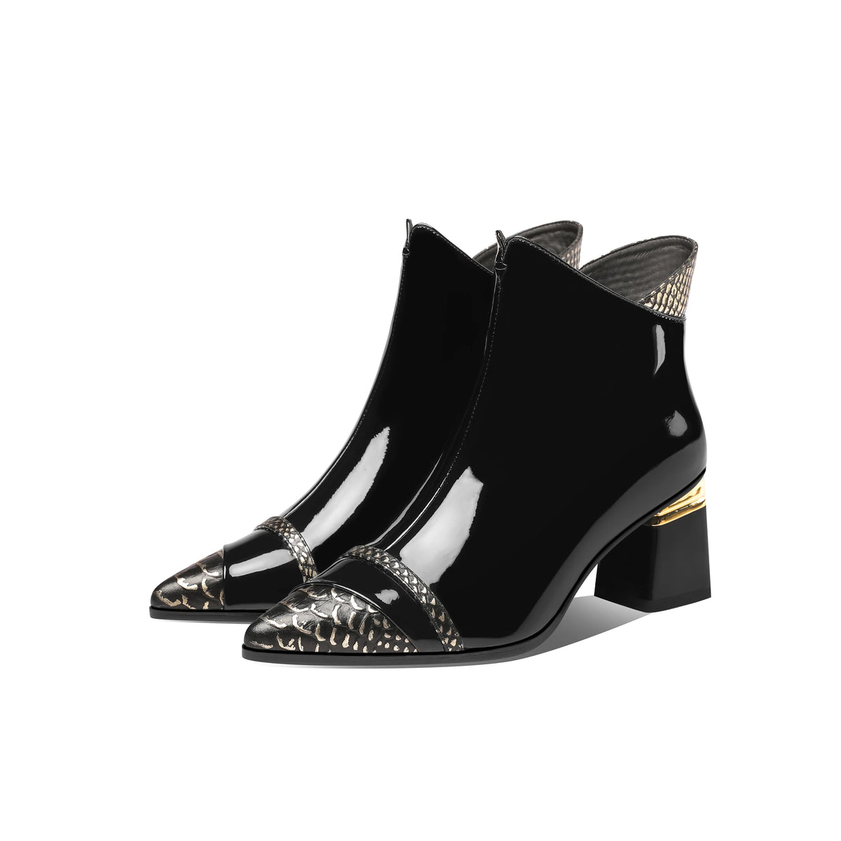 Snakeskin Patent Ankle Boots