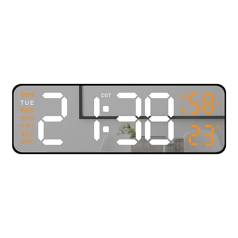 9 inch digital LED wall clock showing time temperature and humidity - view 7