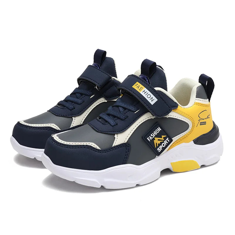 Boys breathable mesh running shoes with hook and loop strap - view 9