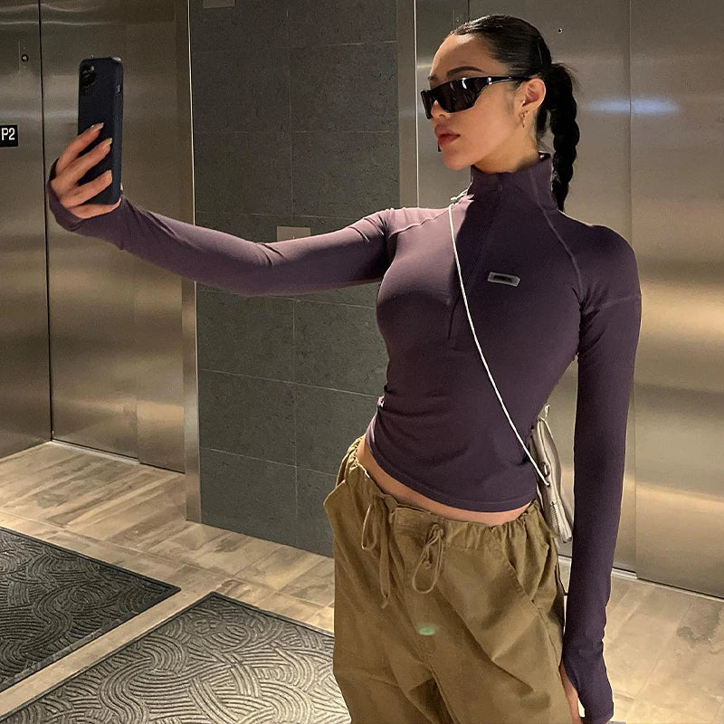 Lygens Causal Long Sleeve Zipper Slim Fit Shirt Daily Autumn Winter Streetwear Party Basic Fashion Tops Women Wholesale Clothes - Fashioinista