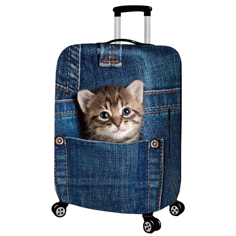 3D animal print stretch luggage cover for a trolley suitcase - view 8