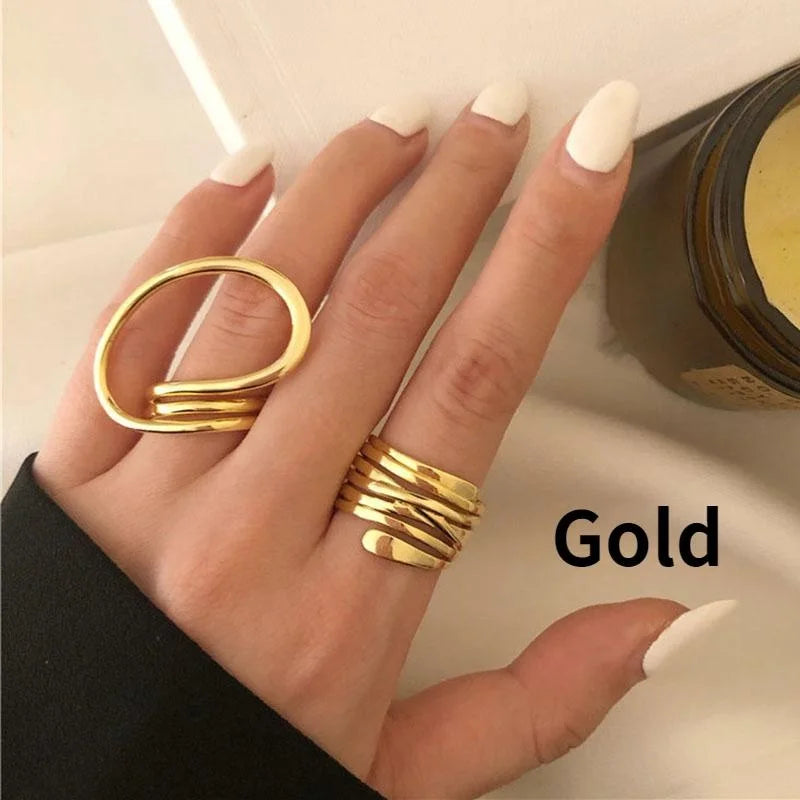 Women's 2 piece geometric ring set