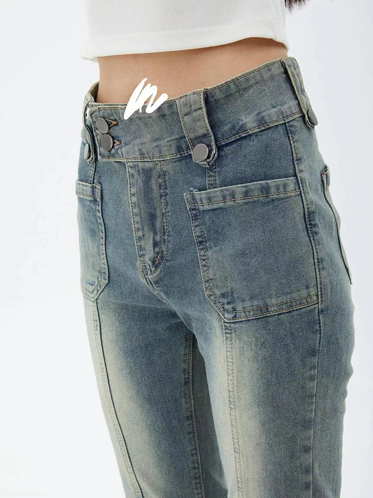 High waist blue bell bottom flare jeans - view 5
