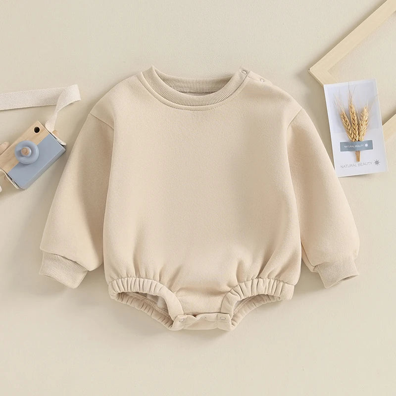 Baby plush sweatshirt romper with long sleeves - view 2