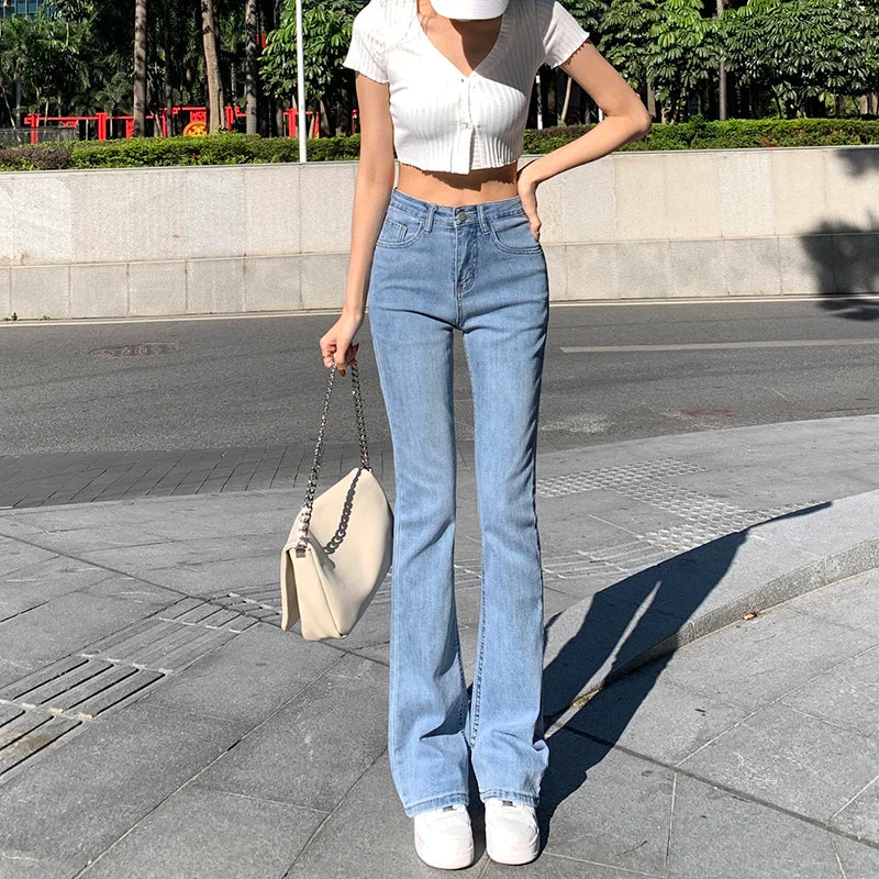 ZOENOVA Flare Jeans Low Waist Loose Comfortable Jeans For Women Pants 2022 Elastic Fashion Boyfriend Style Denim Pant Trousers - Fashioinista