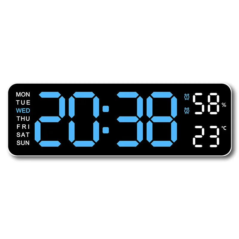 9 inch digital LED wall clock showing time temperature and humidity - view 9