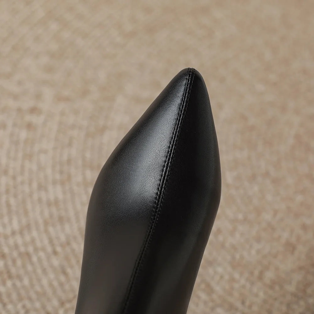 Pointed Toe Leather Ankle Boots