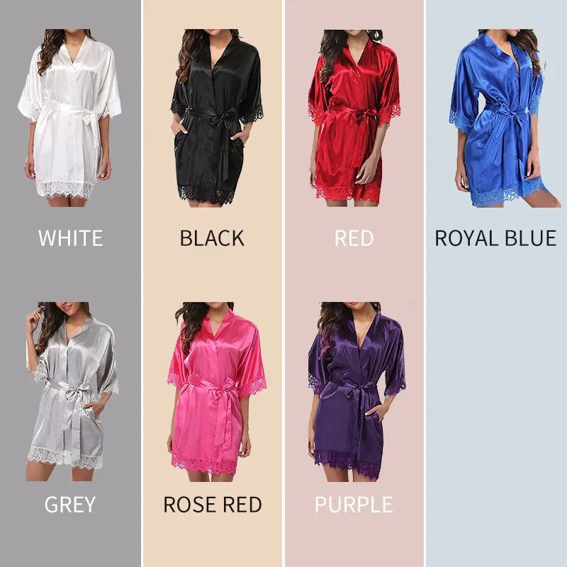 Women Ice Silk Pajamas Robes Sleepwear Nightgowns Nightdress Red Black L XL Lace Smooth Soft Comfortable Casual Pure Color - Fashioinista