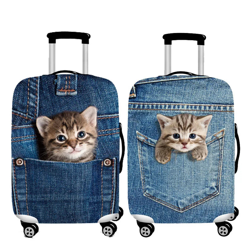 3D animal print stretch luggage cover for a trolley suitcase - view 1
