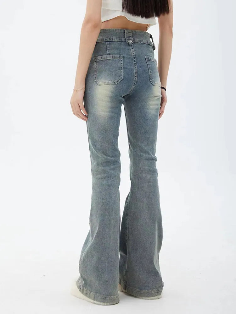 High waist blue bell bottom flare jeans - view 4