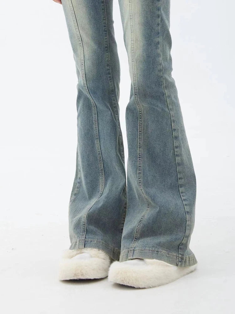 High waist blue bell bottom flare jeans - view 3