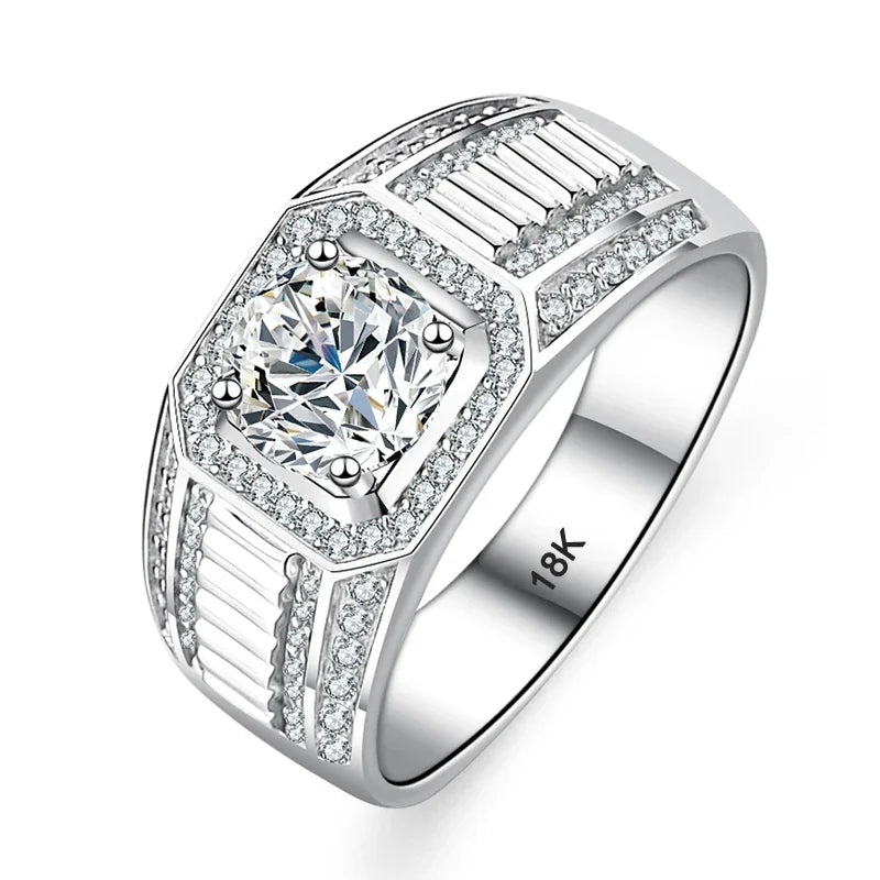 Men's 18K white gold moissanite wedding ring - view 4