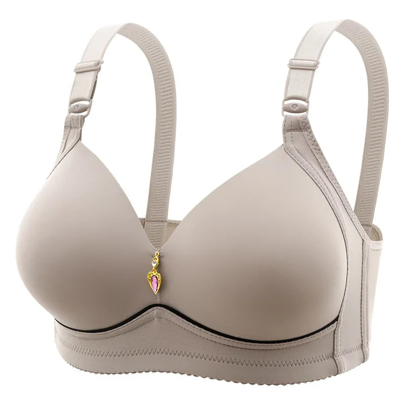 New Non-magnetic Thin Cup Glossy Fat Mm Bra Large Size No Underwire Comfortable Breathable Gathered Women's Underwear - Fashioinista
