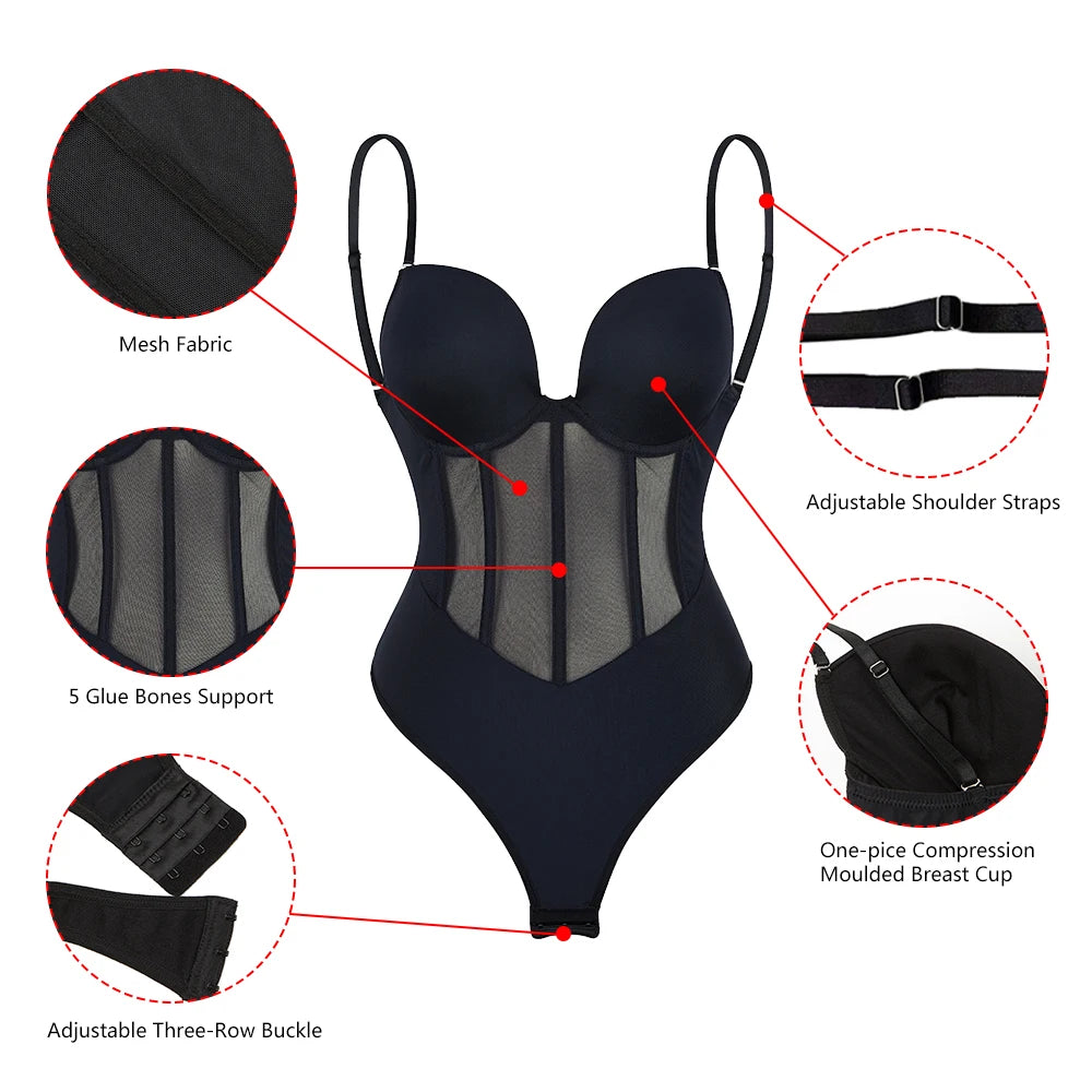 Backless shaper bodysuit with a built in bra - view 2